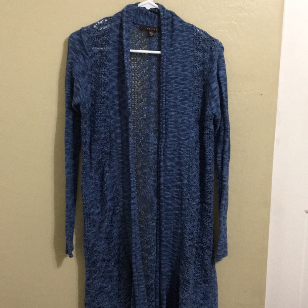 Long blue cardigan